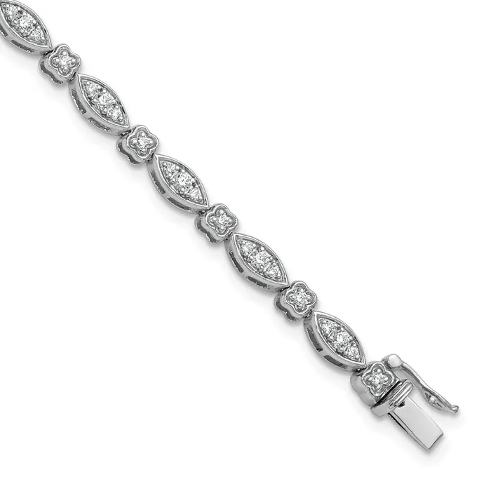 Goldia Bracelets 14k White Gold 1 Ct Lab Grown Diamond VSSI G 7 inch Fancy Bracelet Goldia Bracelets 14k White Gold 1 Ct Lab Grown Diamond VSSI G 7 inch Fancy Bracelet