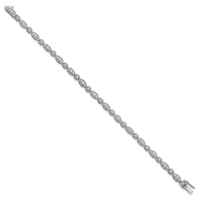 Goldia Bracelets 14k White Gold 1 Ct Lab Grown Diamond VSSI G 7 inch Fancy Bracelet