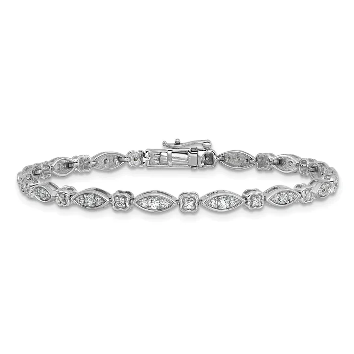 Goldia Bracelets 14k White Gold 1 Ct Lab Grown Diamond VSSI G 7 inch Fancy Bracelet
