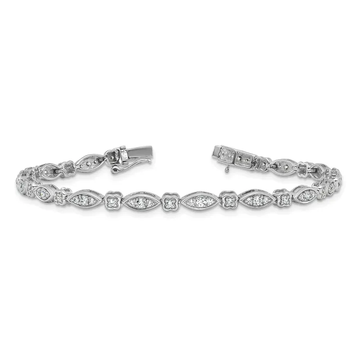 Goldia Bracelets 14k White Gold 1 Ct Lab Grown Diamond VSSI G 7 inch Fancy Bracelet