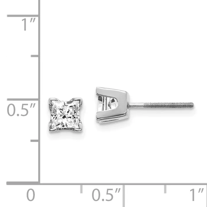 goldiaca 14k White Gold VS Quality Complete Princess Cut Diamond Earrings Earrings