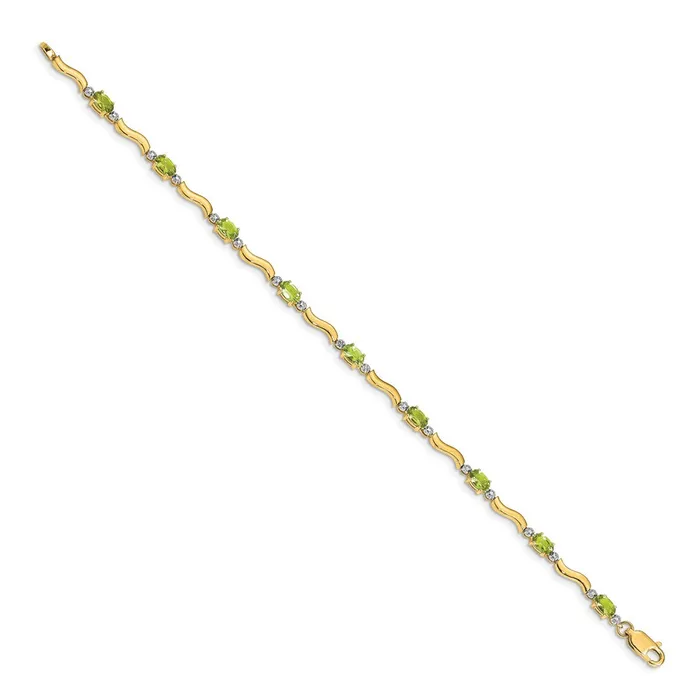 goldiaca 14k Yellow Gold Fancy Natural Diamond and Peridot Bracelet Bracelets