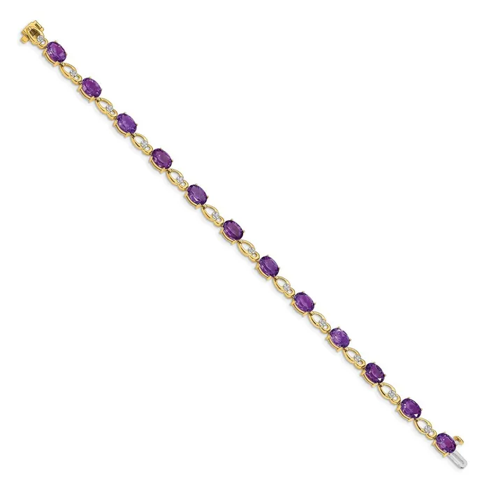 goldiaca Bracelets 14k Yellow Gold Amethyst and Natural Diamond Bracelet