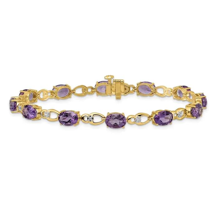 goldiaca Bracelets 14k Yellow Gold Amethyst and Natural Diamond Bracelet