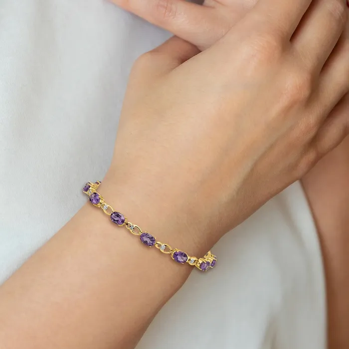 goldiaca Bracelets 14k Yellow Gold Amethyst and Natural Diamond Bracelet