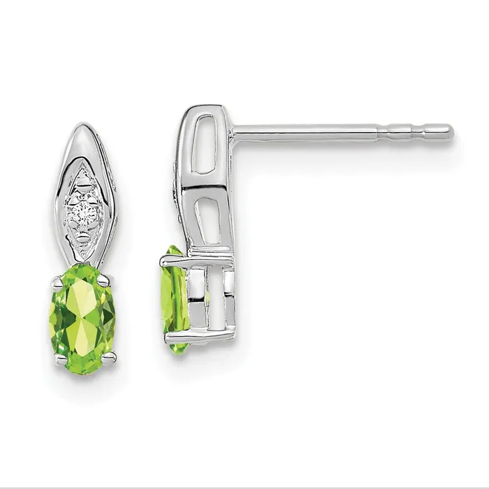 goldiaca Earrings 14k White Gold Peridot Diamond Earring