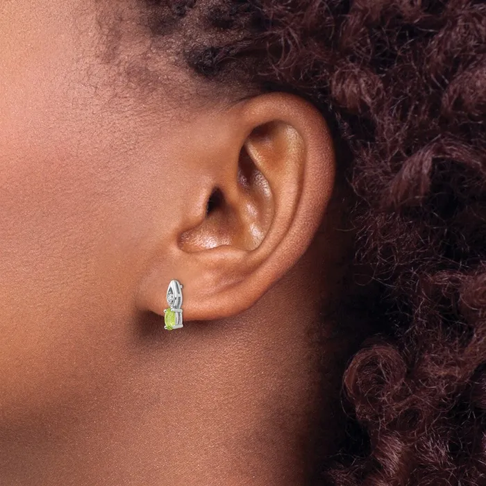 goldiaca Earrings 14k White Gold Peridot Diamond Earring