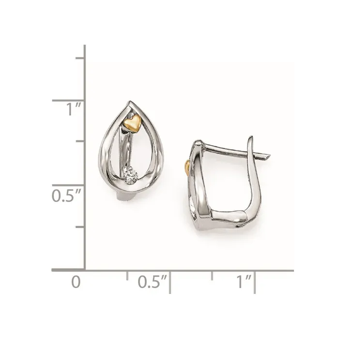 goldiaca Earrings Sterling Silver and 14k Gold Arms of Love Diamond Teardrop Earrings