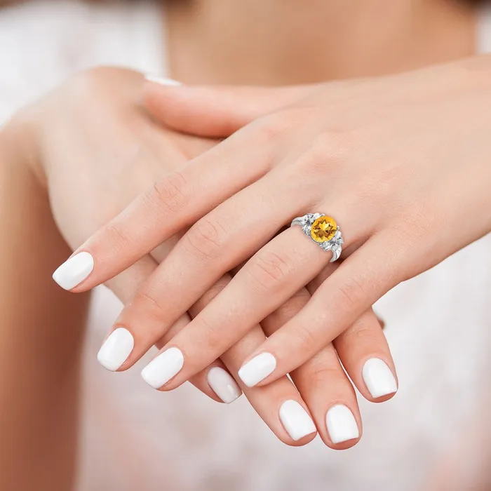 goldiaca Rings 14k White Gold 10x8mm Oval Citrine Checker A Real Diamond ring goldiaca Rings 14k White Gold 10x8mm Oval Citrine Checker A Real Diamond ring