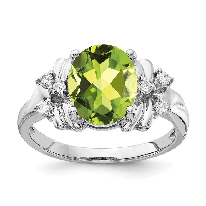 goldiaca Rings 14k White Gold 10x8mm Oval Peridot Checker AAA Real Diamond ring goldiaca Rings 14k White Gold 10x8mm Oval Peridot Checker AAA Real Diamond ring