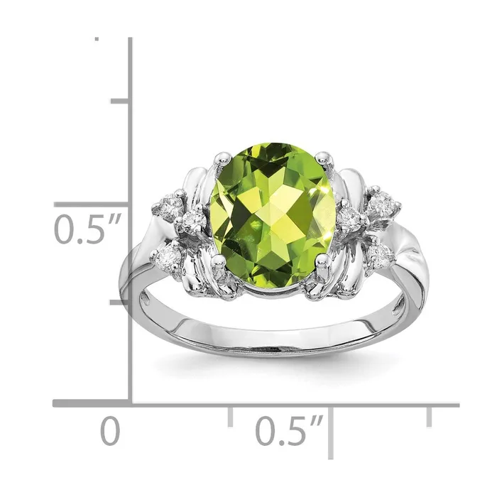 goldiaca Rings 14k White Gold 10x8mm Oval Peridot Checker AAA Real Diamond ring goldiaca Rings 14k White Gold 10x8mm Oval Peridot Checker AAA Real Diamond ring
