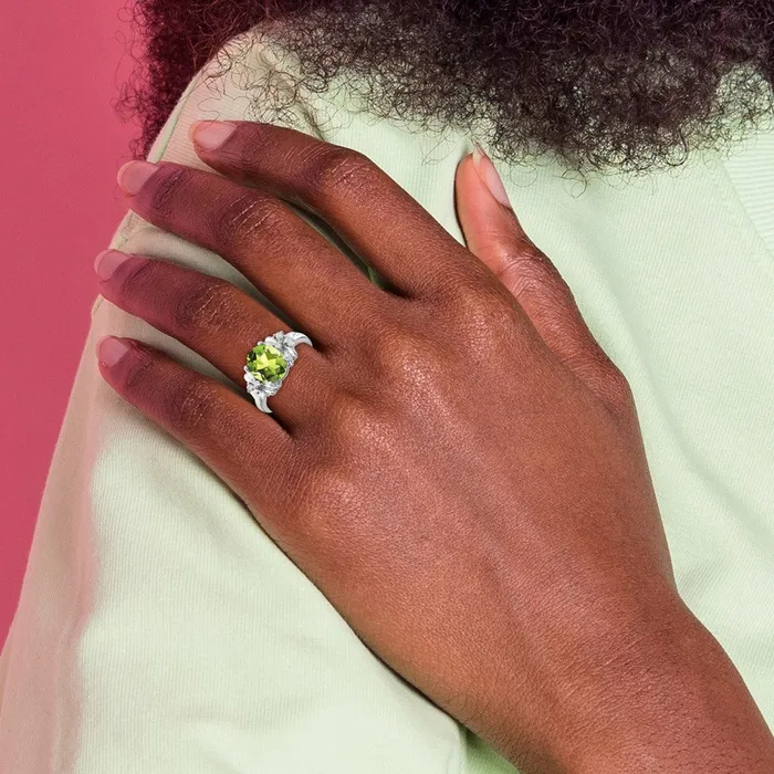 goldiaca Rings 14k White Gold 10x8mm Oval Peridot Checker AAA Real Diamond ring goldiaca Rings 14k White Gold 10x8mm Oval Peridot Checker AAA Real Diamond ring