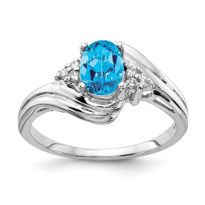goldiaca Rings 14k White Gold 7x5mm Oval Blue Topaz AA Real Diamond ring goldiaca Rings 14k White Gold 7x5mm Oval Blue Topaz AA Real Diamond ring