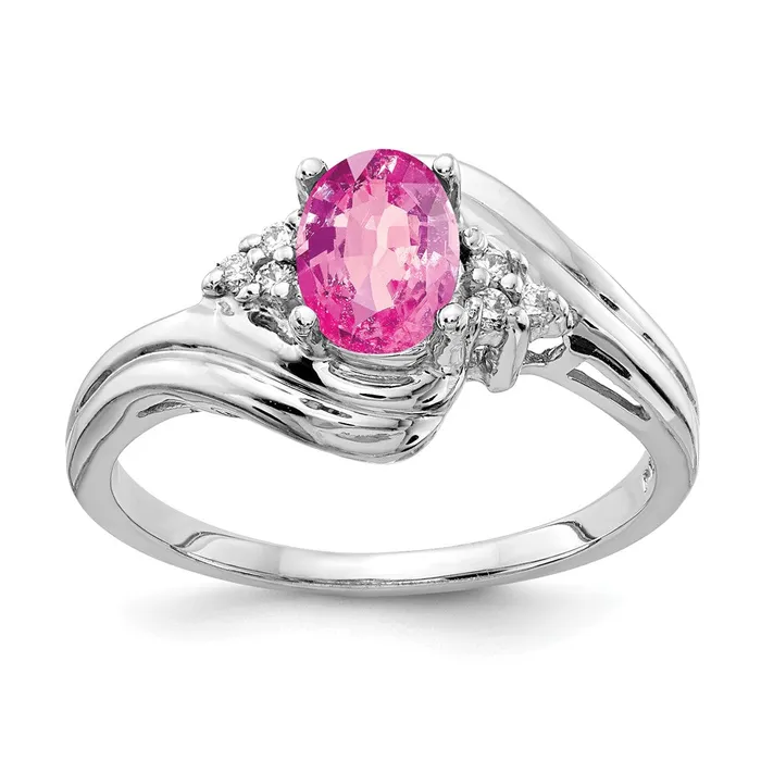 goldiaca Rings 14k White Gold 7x5mm Oval Pink Sapphire VS Real Diamond ring goldiaca Rings 14k White Gold 7x5mm Oval Pink Sapphire VS Real Diamond ring