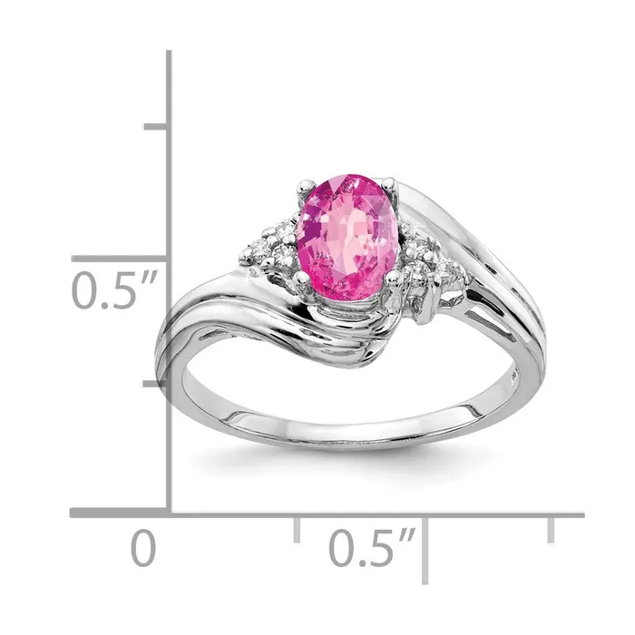 goldiaca Rings 14k White Gold 7x5mm Oval Pink Sapphire VS Real Diamond ring