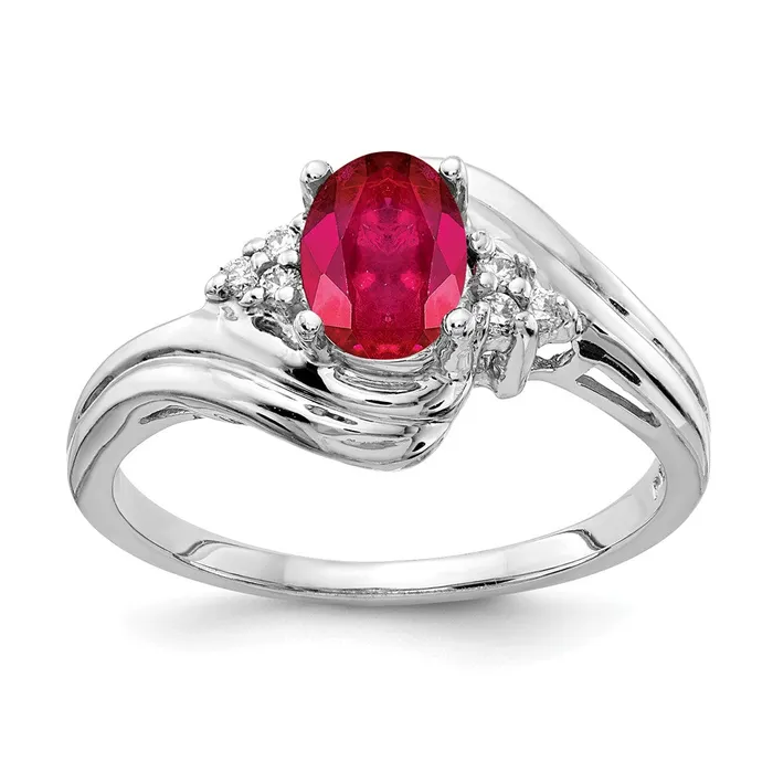 goldiaca Rings 14k White Gold 7x5mm Oval Ruby A Real Diamond ring