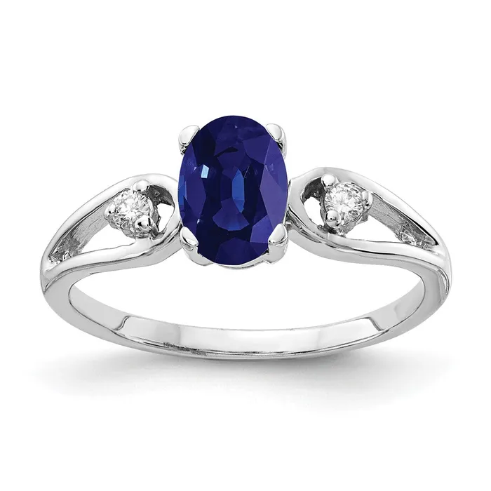 goldiaca Rings 14k White Gold 7x5mm Oval Sapphire A Real Diamond ring