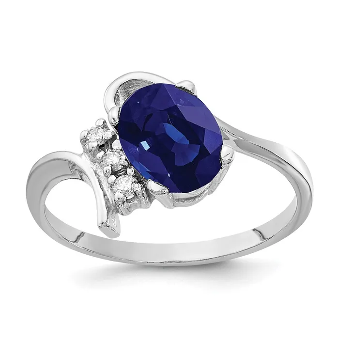 goldiaca Rings 14k White Gold 8x6mm Oval Sapphire AAA Real Diamond ring