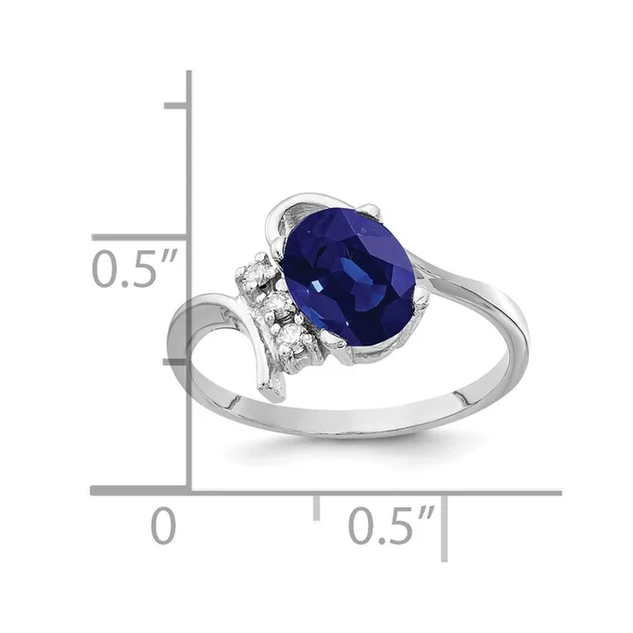 goldiaca Rings 14k White Gold 8x6mm Oval Sapphire AAA Real Diamond ring