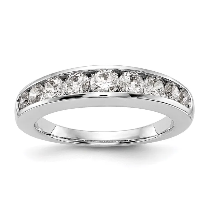 goldiaca Rings 14K White Gold 9Stone Real Diamond Channel Band