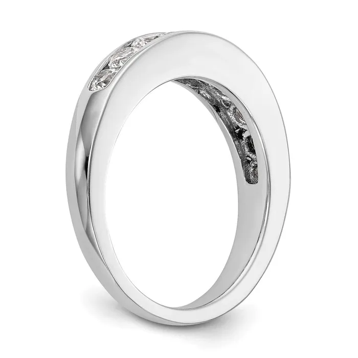goldiaca Rings 14K White Gold 9Stone Real Diamond Channel Band