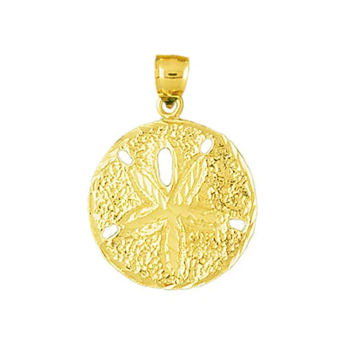 Goldia Charm Necklaces 14K Gold 15MM Floral Sand Dollar Charm