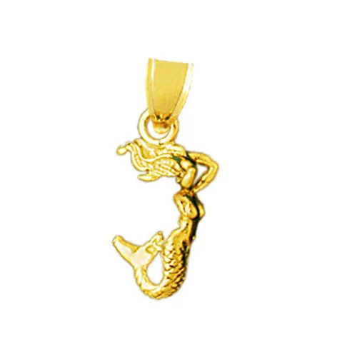 Goldia Charm Necklaces 14K Gold 3D Mermaid Charm