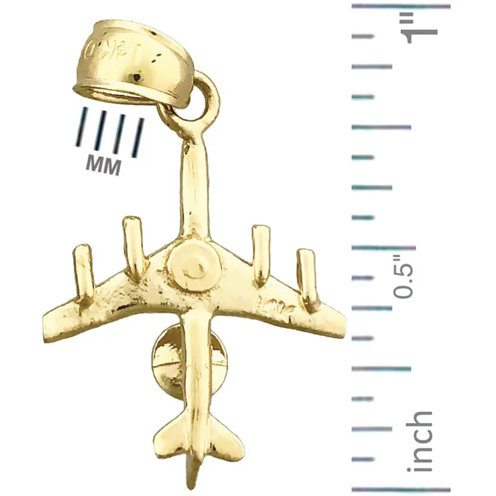 Goldia Charm Necklaces 14K Gold 3 Dimensional E3 Sentry AWACS Aircraft Charm