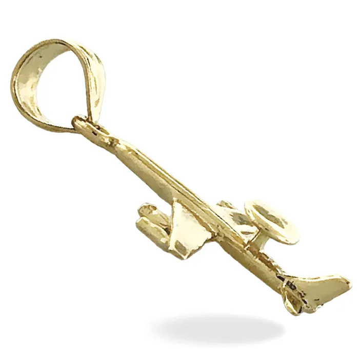 Goldia Charm Necklaces 14K Gold 3 Dimensional E3 Sentry AWACS Aircraft Charm