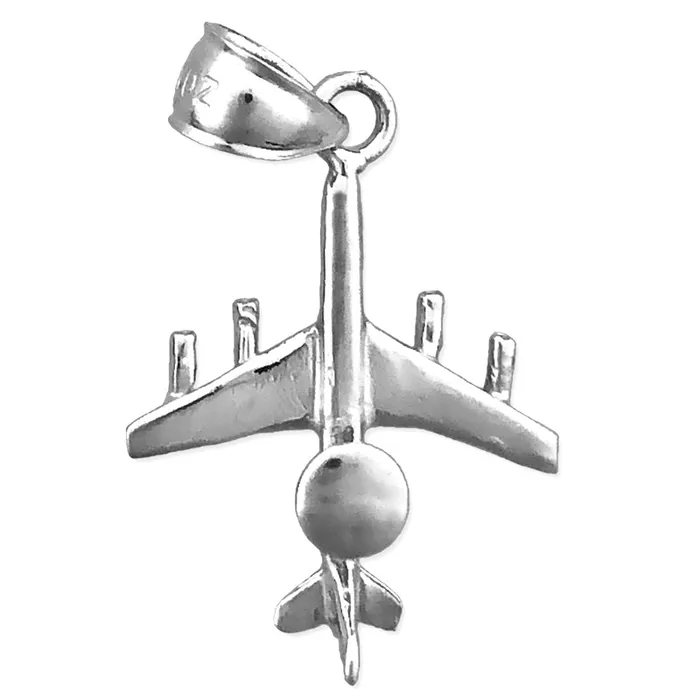 Goldia Charm Necklaces 14K Gold 3 Dimensional E3 Sentry AWACS Aircraft Charm