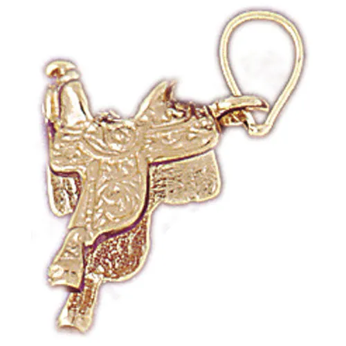 Goldia Charm Necklaces 14K Gold 3D Saddle Charm