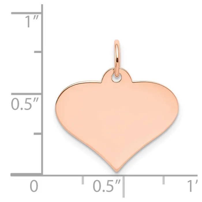 Goldia Charm Necklaces 14k Rose Gold Plain 018 Gauge Engraveable Heart Disc Charm