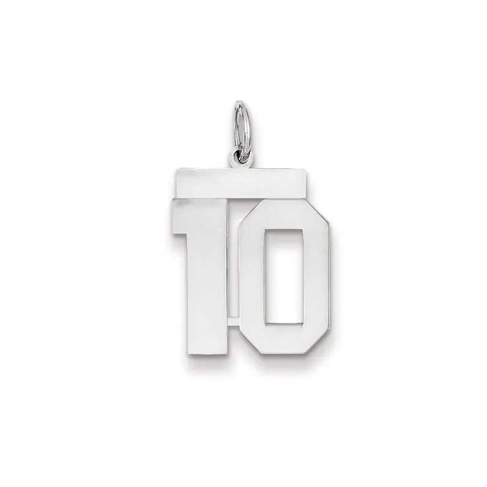 Goldia Charm Necklaces 14k White Gold WG Medium Polished Number 10 Charm