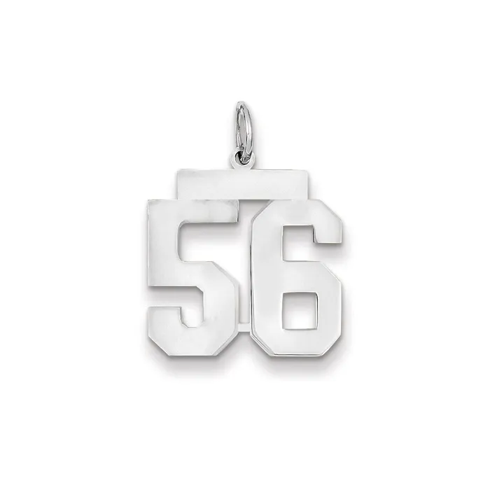 Goldia Charm Necklaces 14k White Gold WG Medium Polished Number 56 Charm