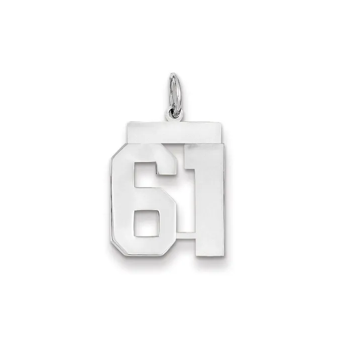 Goldia Charm Necklaces 14k White Gold WG Medium Polished Number 61 Charm
