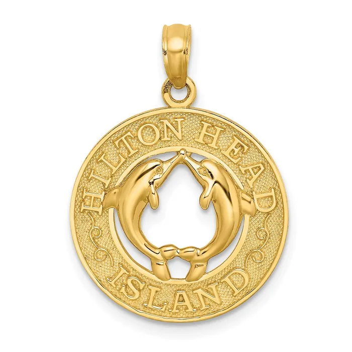 Goldia Charm Necklaces 14k Yellow Gold HILTON HEAD ISLAND Dolphins Charm