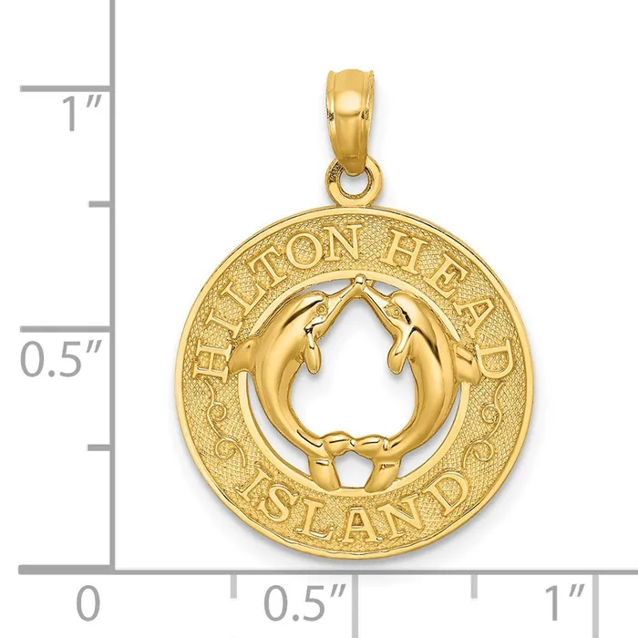 Goldia Charm Necklaces 14k Yellow Gold HILTON HEAD ISLAND Dolphins Charm