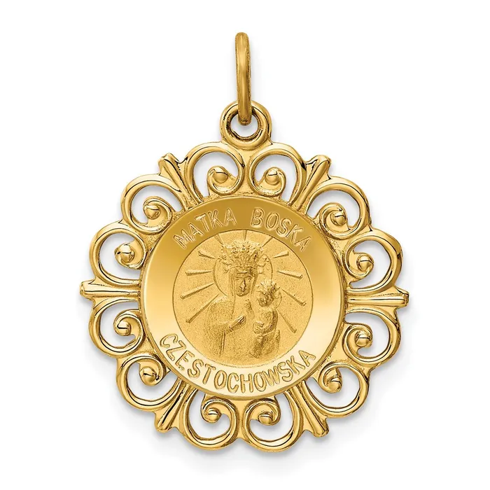 Goldia Charm Necklaces 14k Yellow Gold Matka Boska Medal Charm