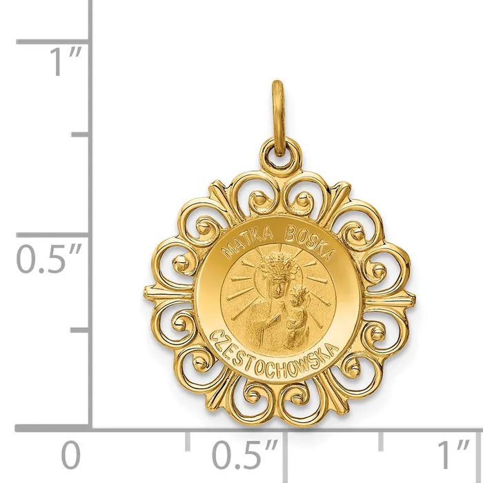 Goldia Charm Necklaces 14k Yellow Gold Matka Boska Medal Charm