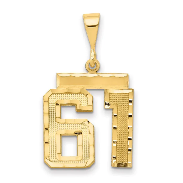 Goldia Charm Necklaces 14k Yellow Gold Medium Diamondcut Number 61 Charm