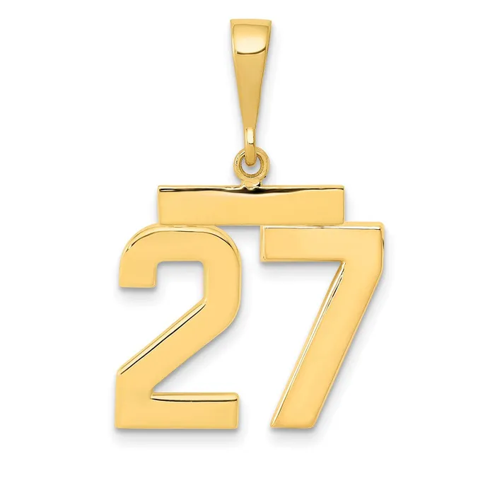 Goldia Charm Necklaces 14k Yellow Gold Medium Polished Number 27 Charm