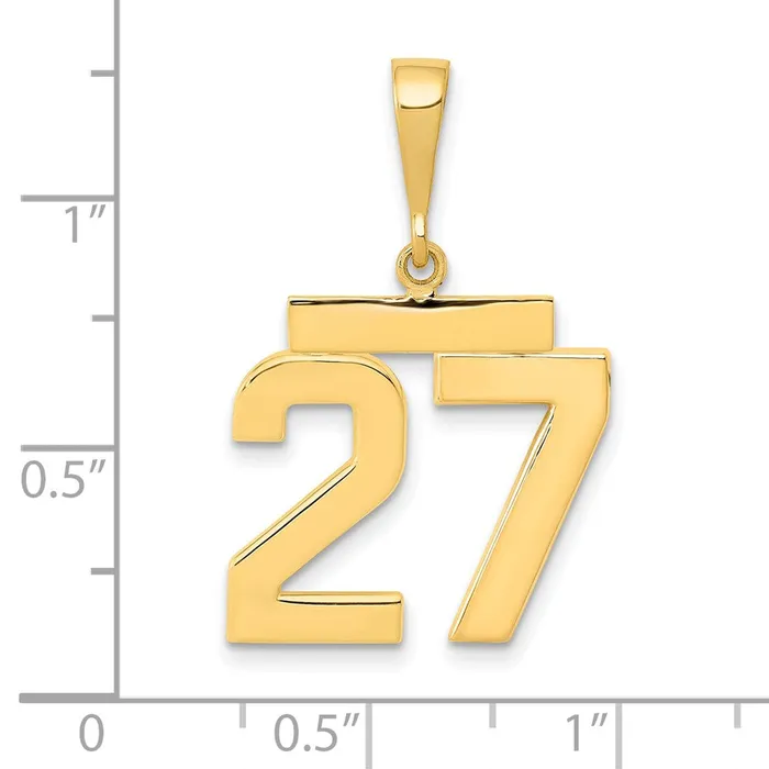 Goldia Charm Necklaces 14k Yellow Gold Medium Polished Number 27 Charm