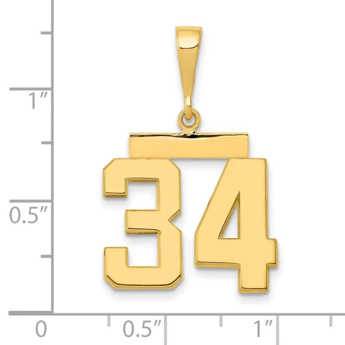 Goldia Charm Necklaces 14k Yellow Gold Medium Polished Number 34 Charm