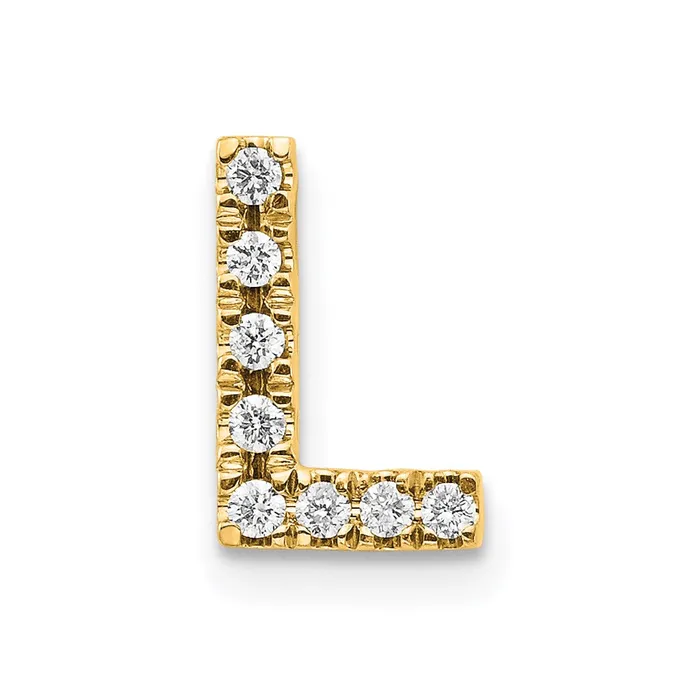 Goldia Charm Necklaces 14K Yellow Gold Real Diamond Initial L Charm