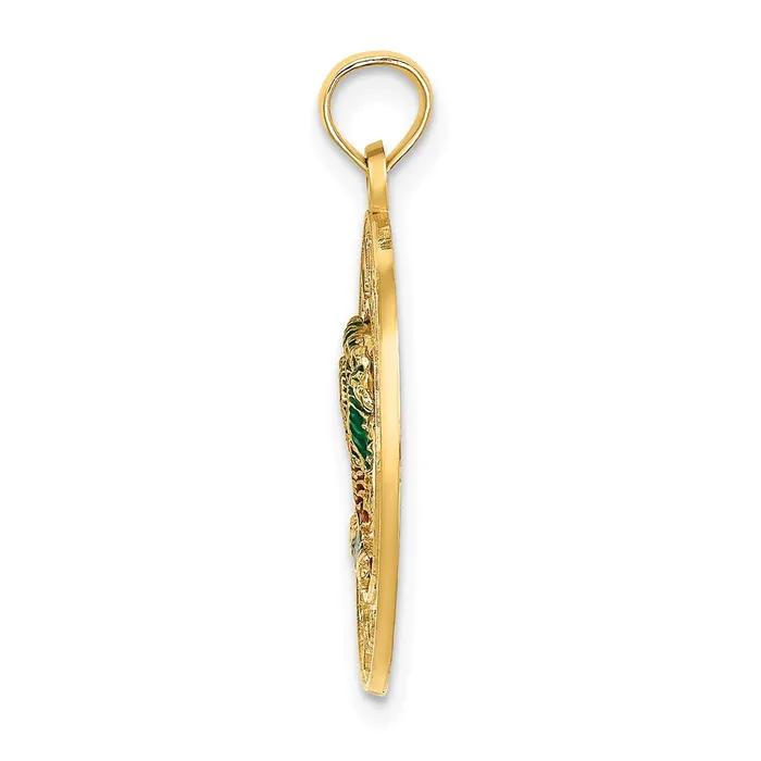Goldia Charm Necklaces 14k Yellow Gold SANIBEL Circle w Enameled Palm Tree Charm