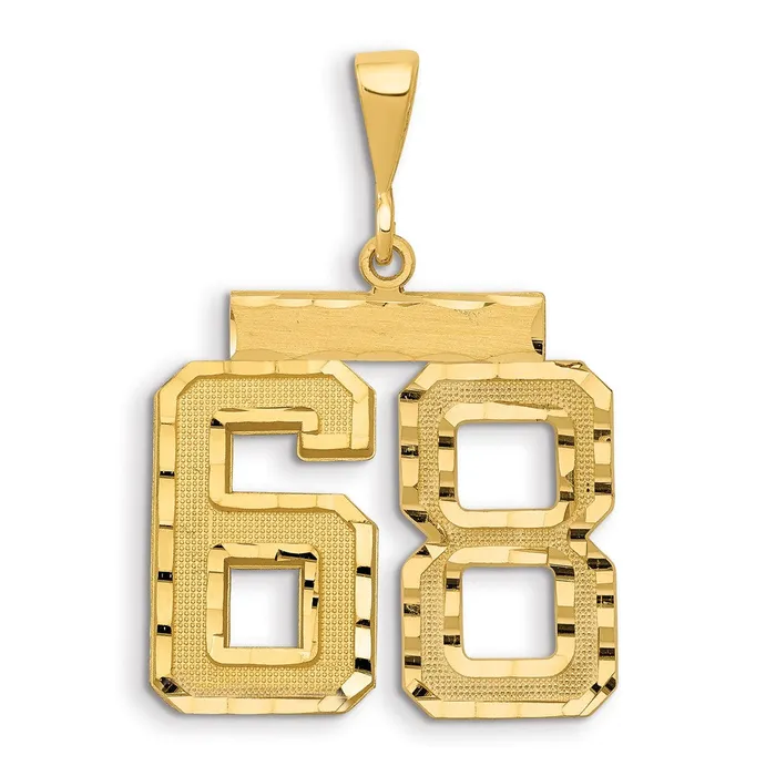 Goldia Charm Necklaces 14k Yellow Gold Small Brushed Diamondcut Number 68 Charm Goldia Charm Necklaces 14k Yellow Gold Small Brushed Diamondcut Number 68 Charm