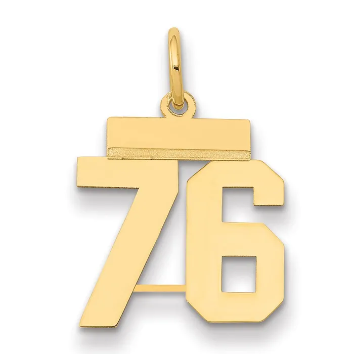 Goldia Charm Necklaces 14k Yellow Gold Small Polished Number 76 Charm