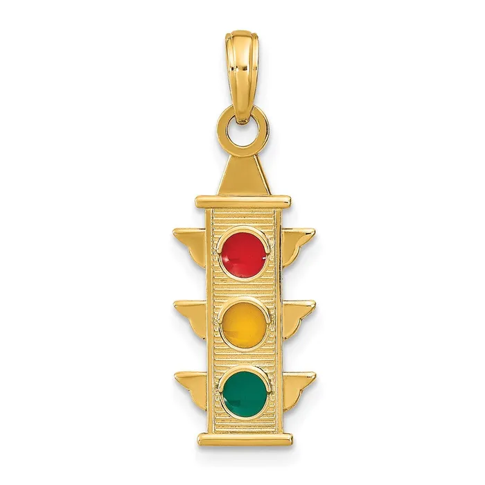 Goldia Charm Necklaces 14k Yellow Gold w Red Yellow Green Enamel Traffic Signal Charm Goldia Charm Necklaces 14k Yellow Gold w Red Yellow Green Enamel Traffic Signal Charm