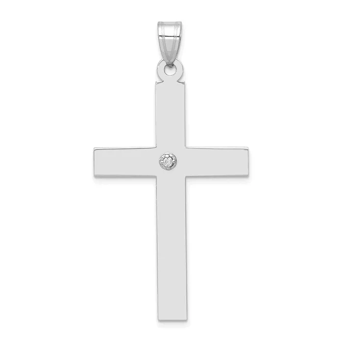 Goldiacom 14k White Gold 03ct Diamond Cross Pendant Necklaces