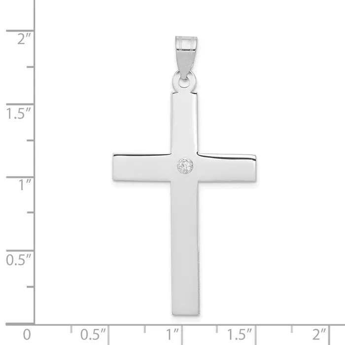 Goldiacom 14k White Gold 03ct Diamond Cross Pendant Necklaces